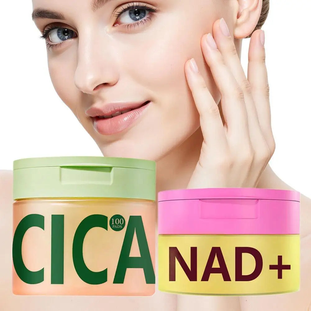 Korean Centella Asiatica 100pcs Soaked Polishing Cotton Pads & NAD+ Anti-Aging Cream, Skin Rejuvenation, Enhance Skin Elasticity