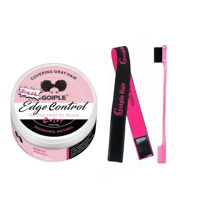 GOIPLE Edge Control Gel for Covering Gray Hair Filling In Thin Areas Black Styling Wax Strong Hold Broken Hair Finishing Pomade