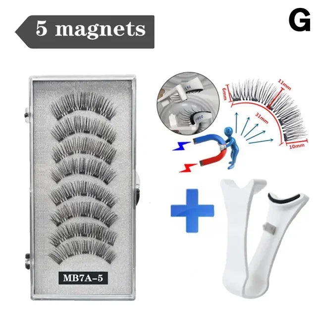 3D Natural ,With 5 Lashes Shipping Handmade Drop False Support Eyelashes Magnetic Reusable H8Y7