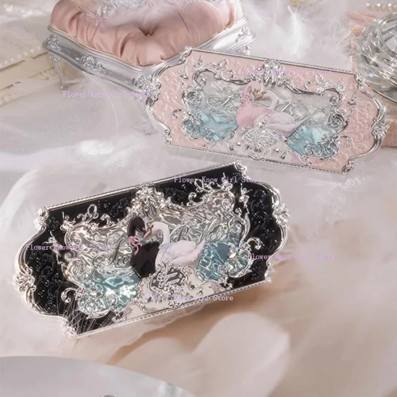 Flower Knows Black Swan Ballet Eyeshadow Palette Matte Fine Shimmer Pearl Face Palette 6 Colour Glitter Eye Shadow