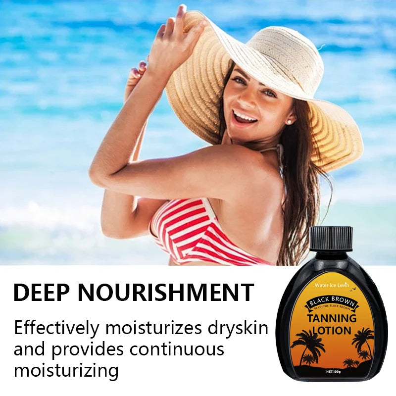 Black Brown Tanning Lotion, Waterproof, Long-Lasting, Moisturizing Self-Tanner, Contains Jojoba Oil Alcohol-Free, Suitable for All Skin Types, No Sunlight Exposure Needed.