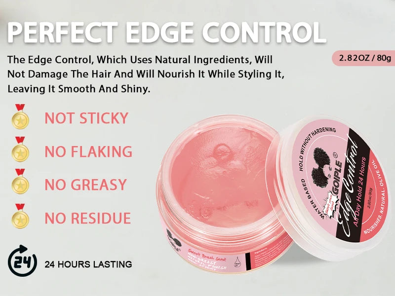 80g Extra Hold Edge Control Gel for Wig 4c Hair 24 Hour Long Lasting Control Gel No-greasy Edge Smoothing Break Hair Styling Wax