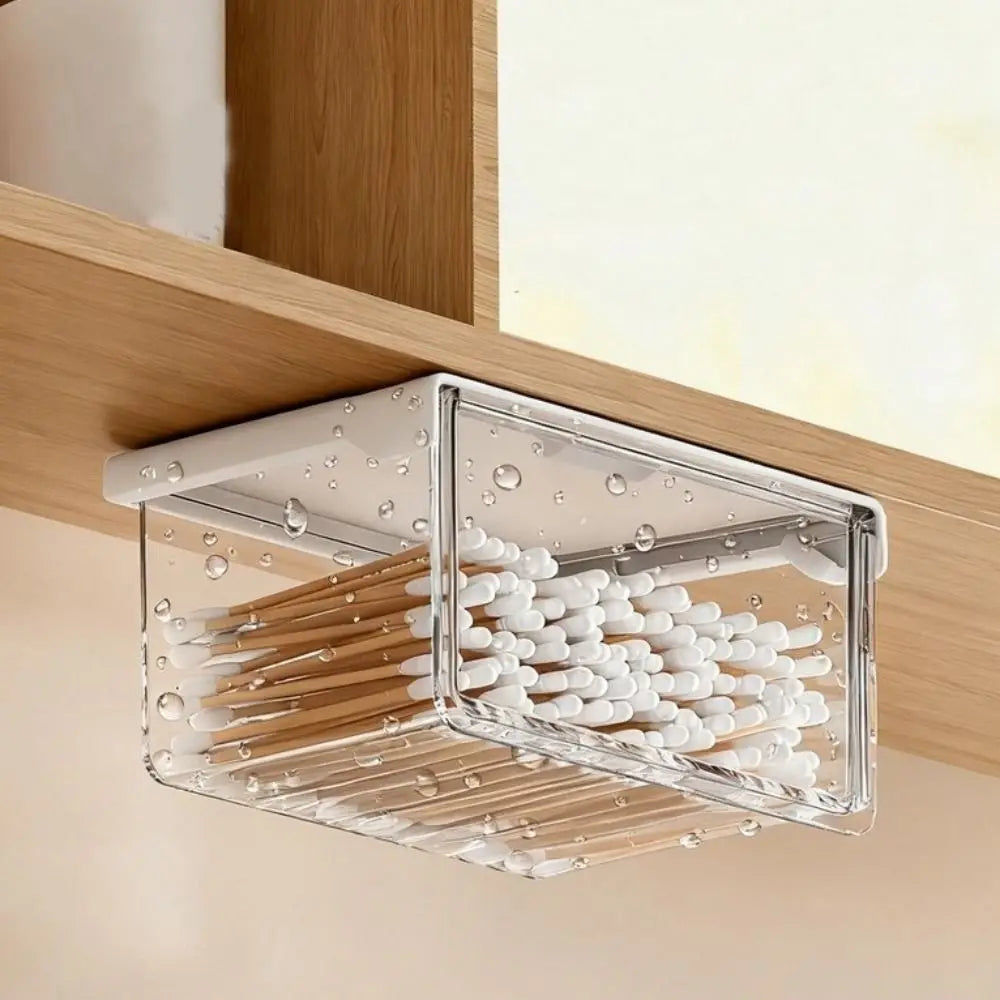 Plastic Drawer Style Storage Box Self Adhesive Large Capacity Makeup Storage Container Transparent Space Saving