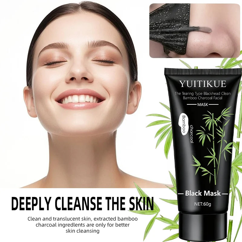 YUITIKUE 60g Bamboo Charcoal Black Mask - Deep Cleansing Peel-Off Blackheads & Impurities Pore Purifying Treatment