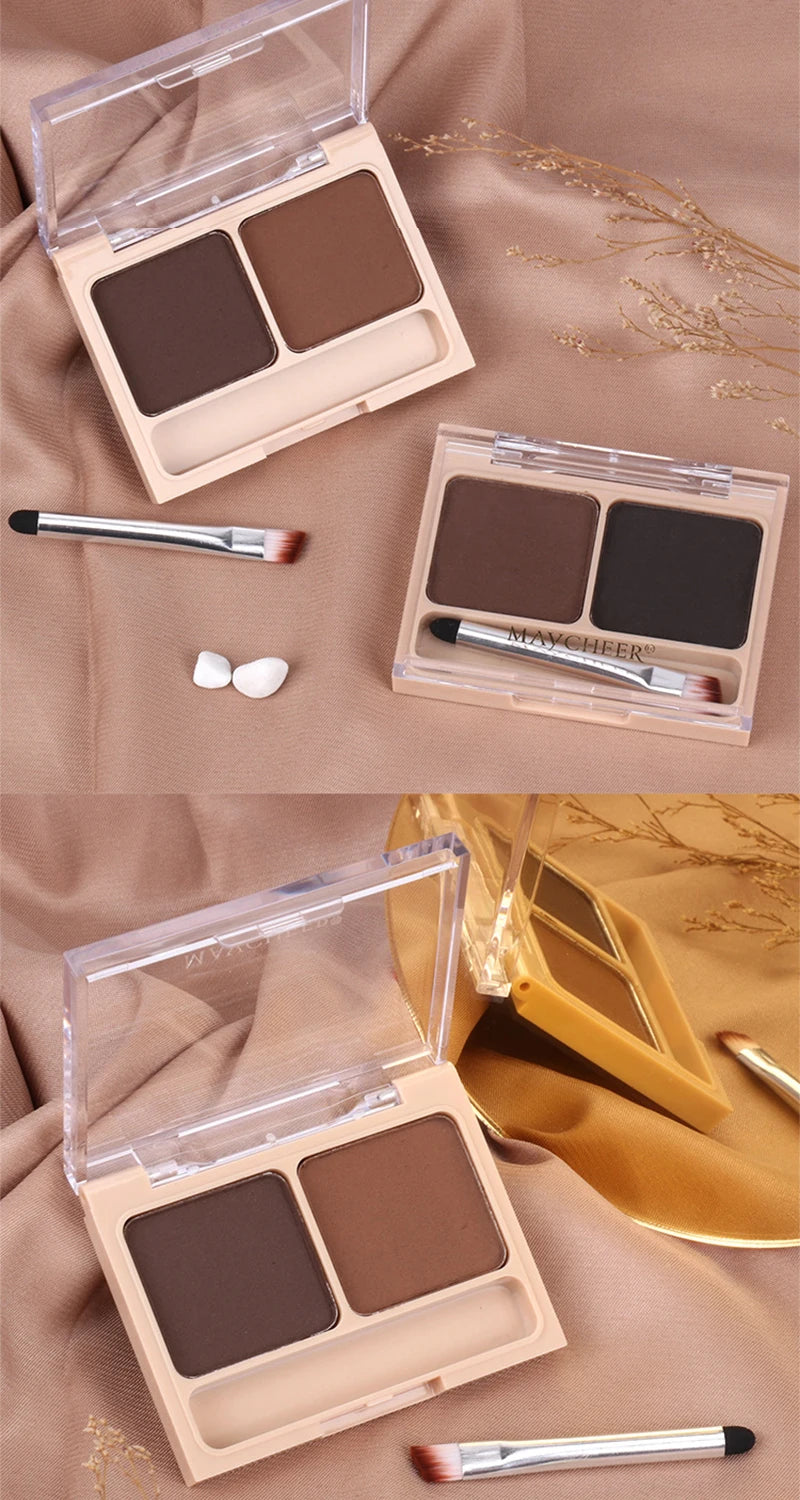 2Color Eyeshadow Powder Makeup Black Brown Coffee Waterproof Eyebrow Powder Eye Shadow Eye Brow Palette with Brush Eyebrow Cream