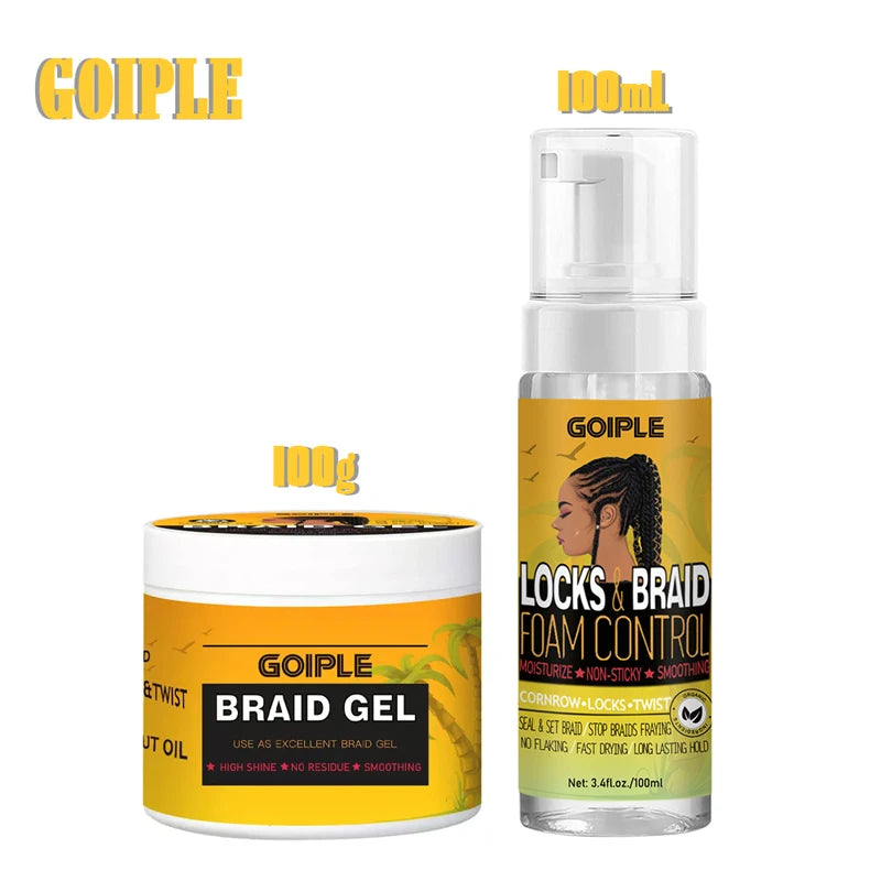 GOIPLE Hairstyle Fixative Cream Edge Control Oil Cornrow Styling Products Strong Hold Lock And Twist Foam Mousse Braid Hair Gel