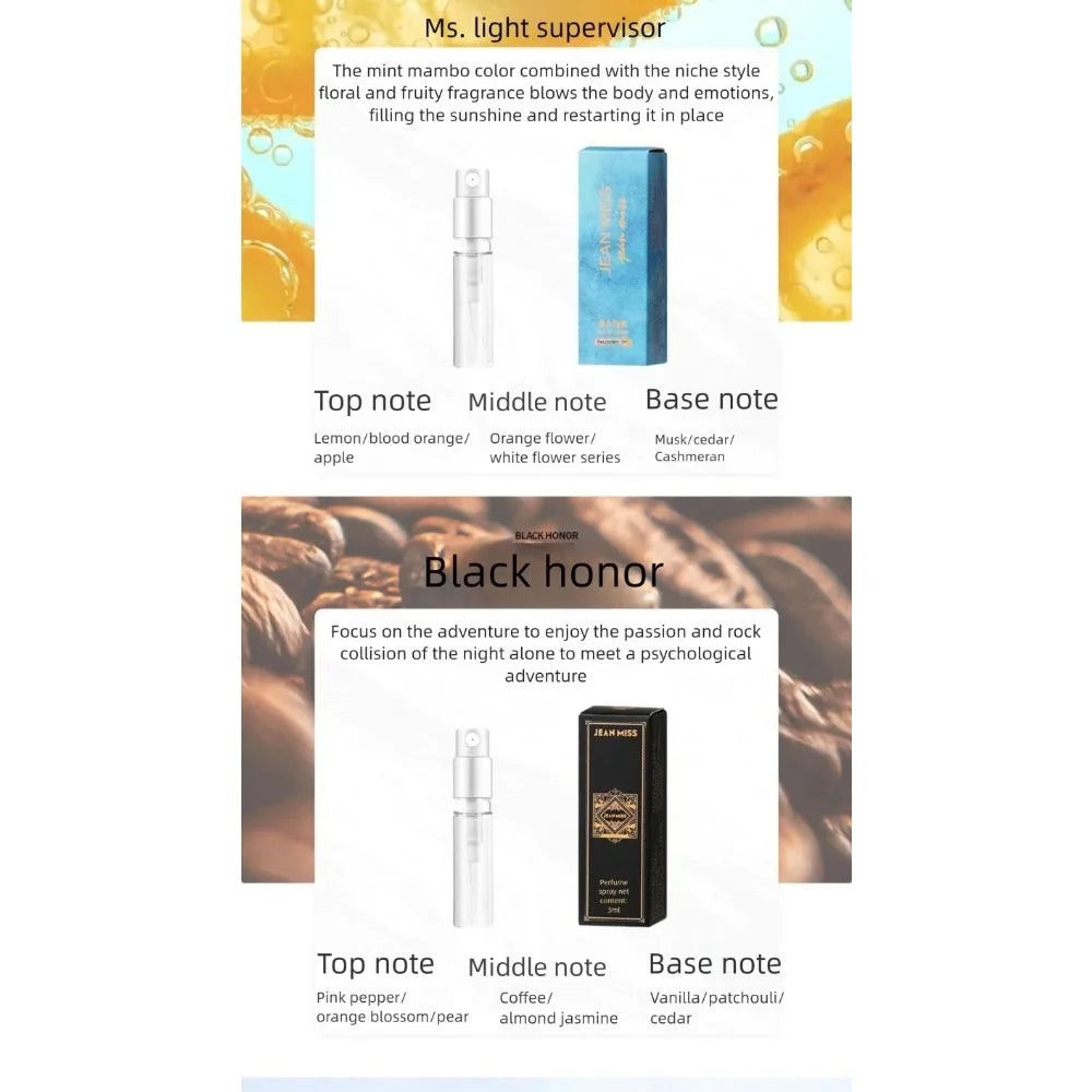 10PCS Mini Travel Size 3ml Perfume Women Men Unisex Fragrance Set Eau De Toilette Gift for Her Him Deodorant Body Spray