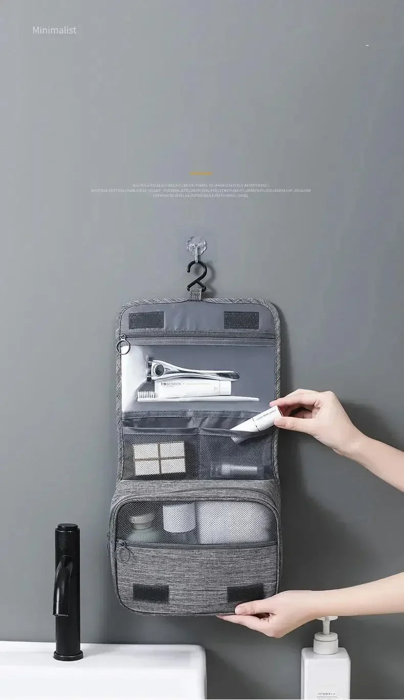Waterproof Oxford Travel Wash Bag, Portable Hanging Cosmetic & Toiletry Organizer for Men & Women