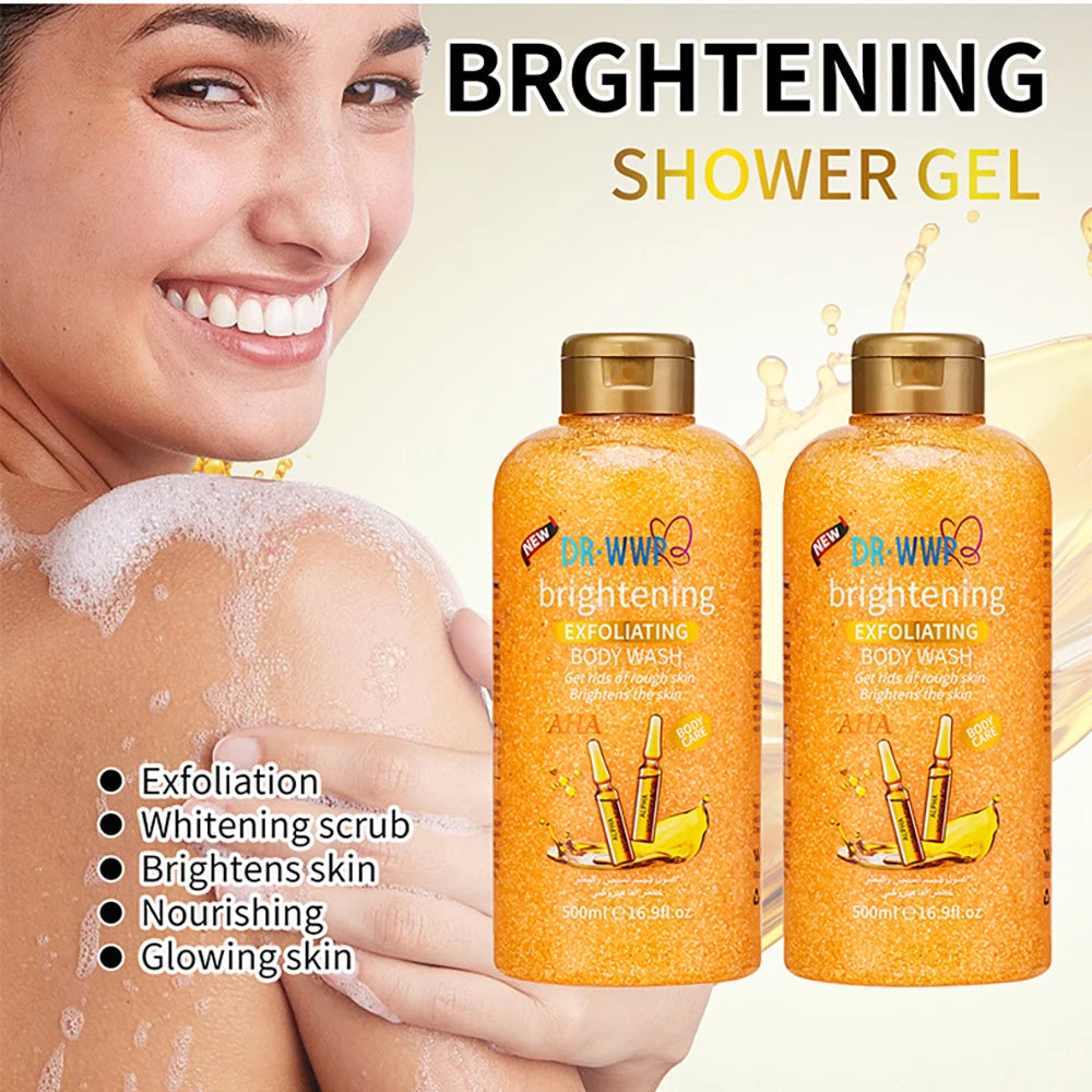 Rose Lavender Kojic Acid AHA Shower Gel Deep Cleansing Brighten Skin Scrub Body Wash Exfoliator Body Care Fragrance Skincare