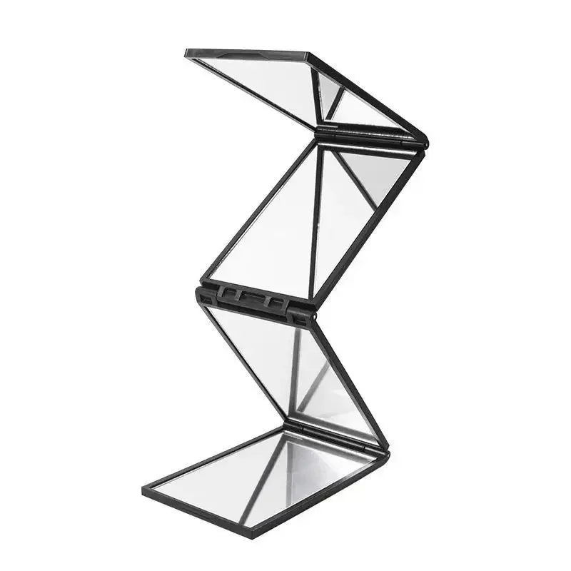 4-Way 360° Foldable Makeup Mirror, Portable Handheld Desktop Stand For Self Hair Cutting & Grooming