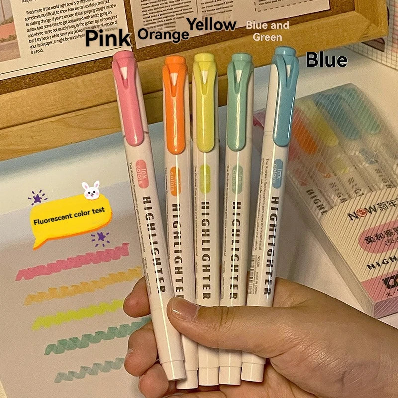 5/15PC Fluorescent Pen Set Student Marking Stroke Key Marking Pen High Beauty Color Handbook Pen Batch