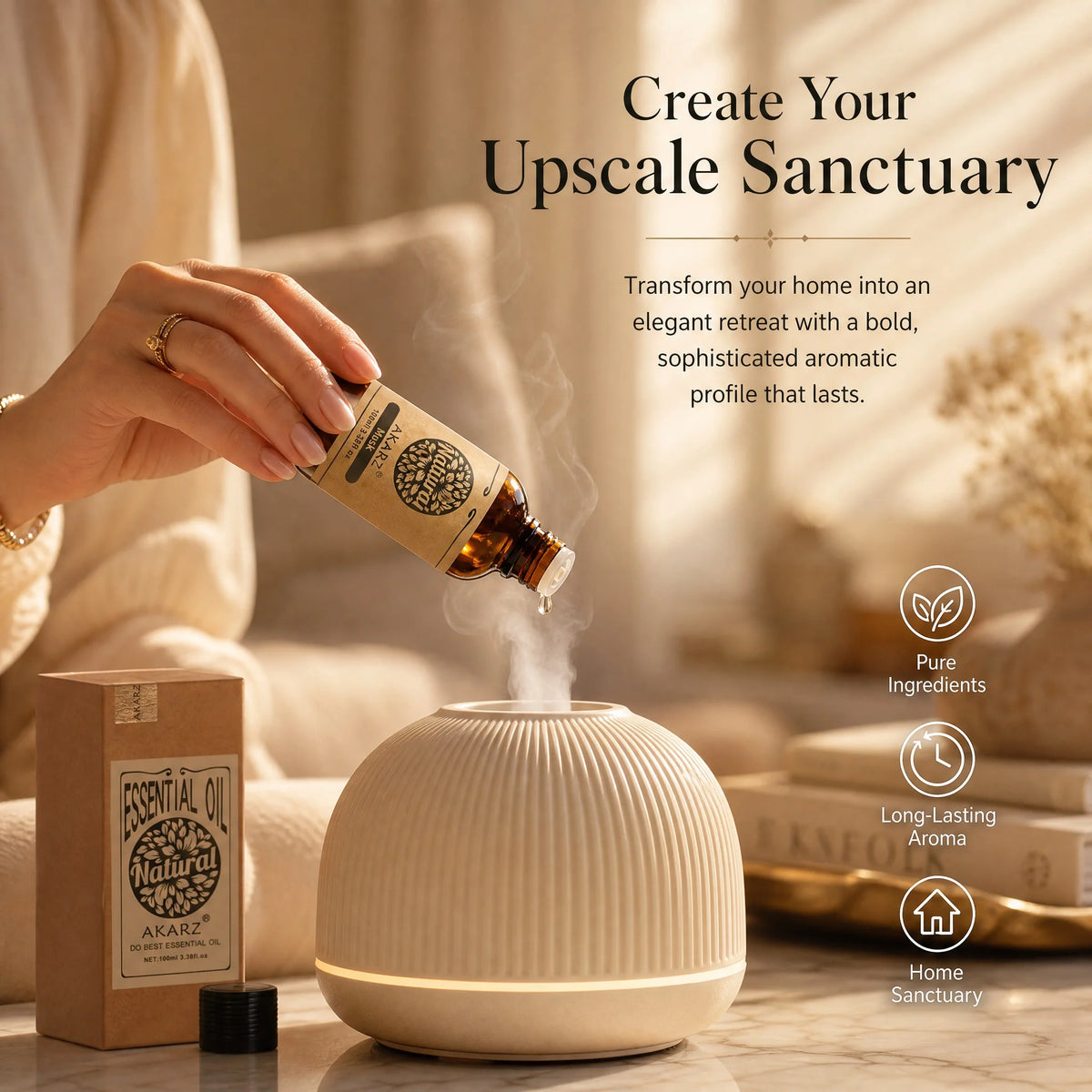 AKARZ Musk Essential Oil Natural Aromatherapy Relieve The Nerve Balance Mood body face care Musk Oil