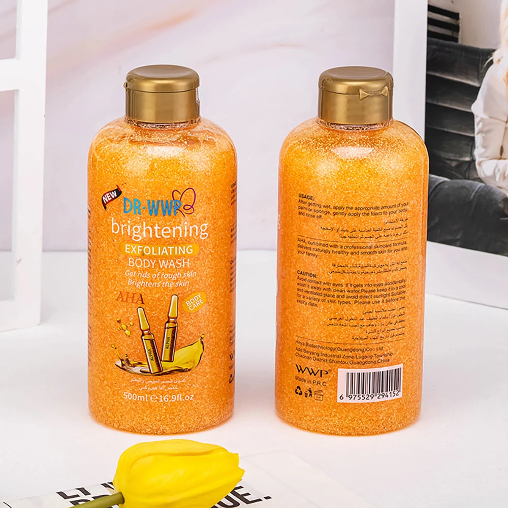 Rose Lavender Kojic Acid AHA Shower Gel Deep Cleansing Brighten Skin Scrub Body Wash Exfoliator Body Care Fragrance Skincare