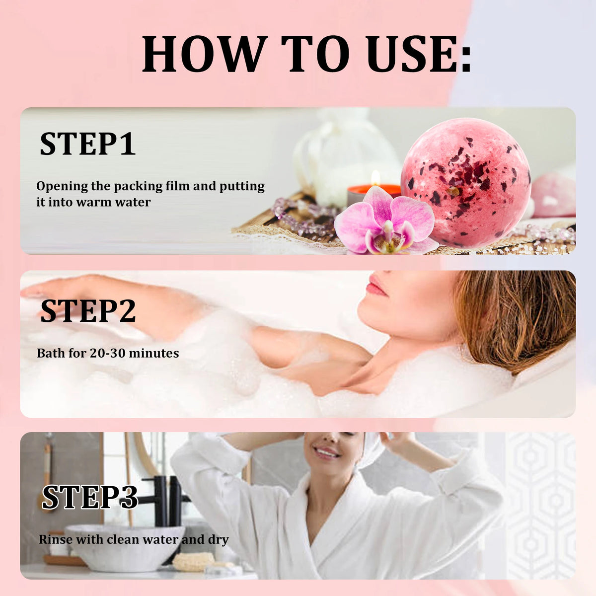 6Pcs Bath Set, Lavender Epsom Salt for Muscle Relaxation, Gift for Women, Self Care Spa Day