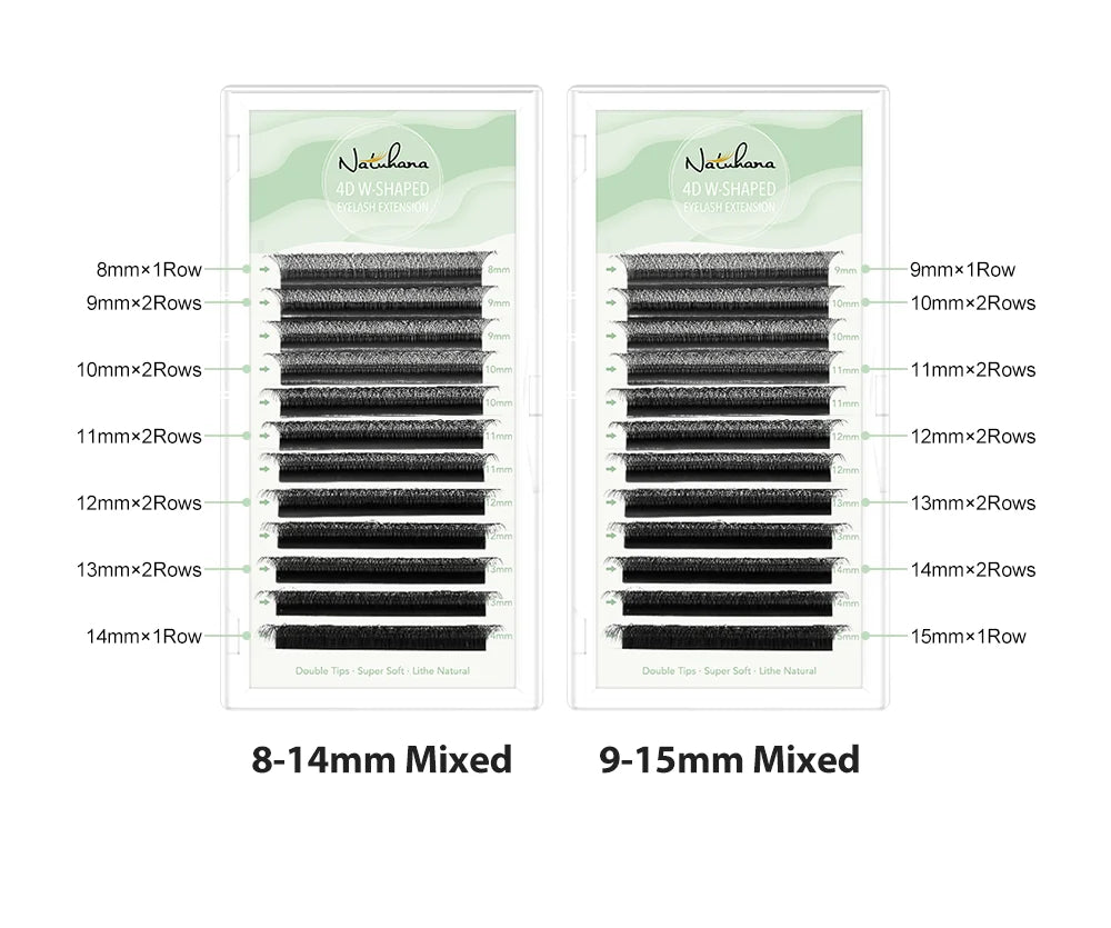 NATUHANA W-Shaped 4D 5D Volume Eyelash Extensions Premade Volume Fans W Shape Lashes Natural Soft False Eyelashes for Makeup