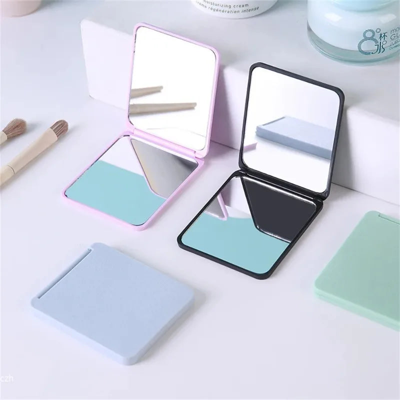 Portable Foldable Double-Sided Makeup Mirror Mini Pocket Size for Student Dormitory Desktop Home Decor Small Gift