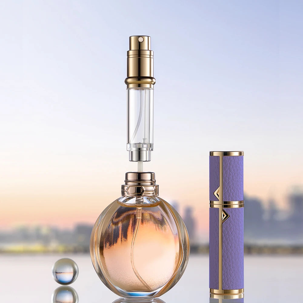 5ml PU Leather Mini Perfume Atomizer Bottle Sprayer Suitable for Boarding Tight Sealing Travel Customized Refillable Bottles