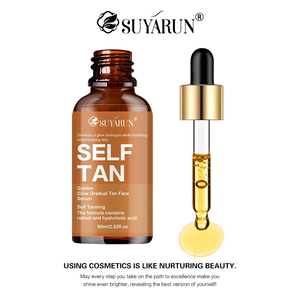 SUYARUN Self-Tanning Serum with Coconut, Jojoba Oil & Aloe – Evens Skin Tone, Gentle Hydration for All Skin Types & Genders.