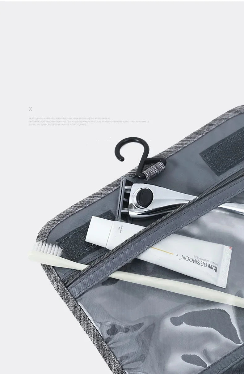 Waterproof Oxford Travel Wash Bag, Portable Hanging Cosmetic & Toiletry Organizer for Men & Women