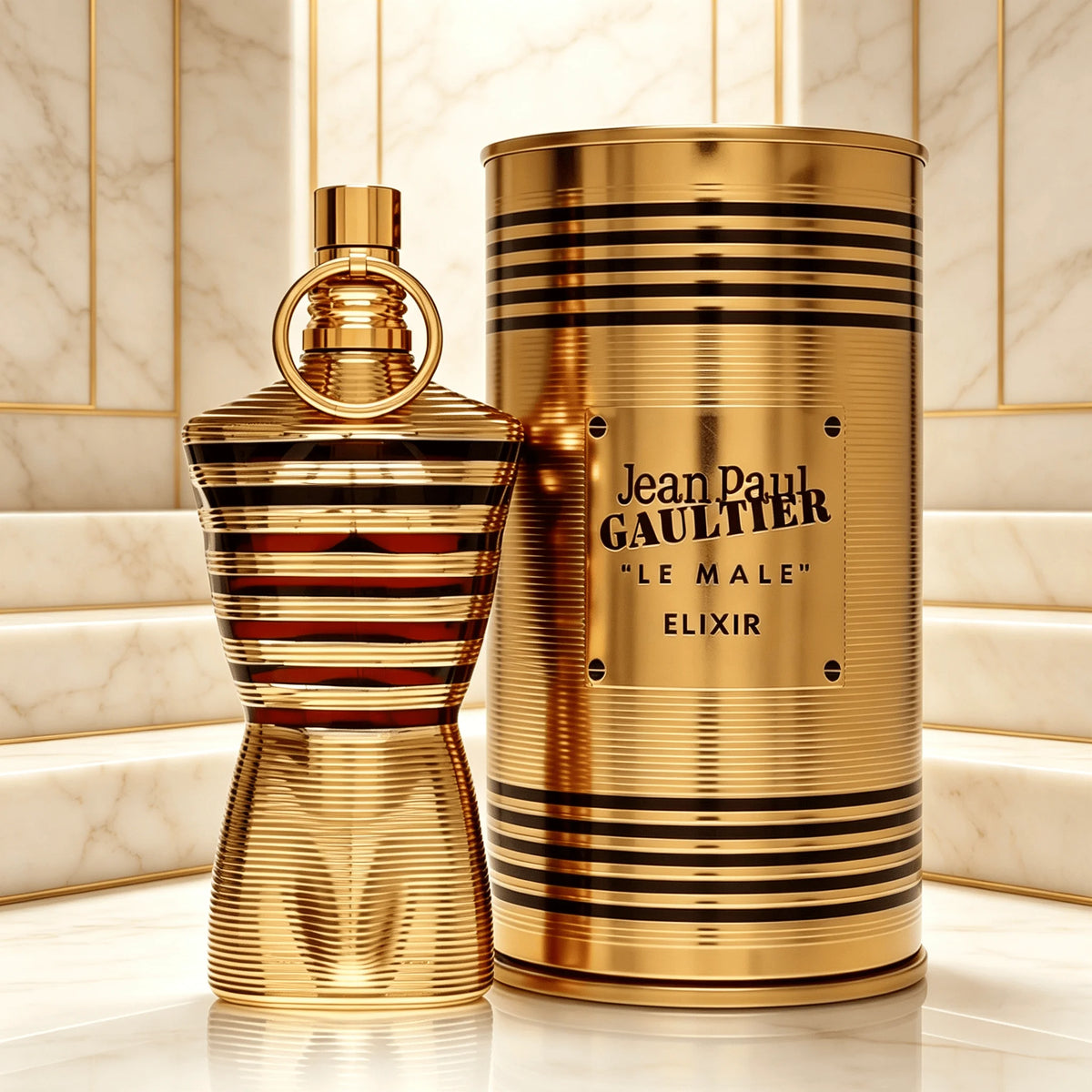 Jean Paul Gaultier Le Male Elixir Parfum for Men Unisex Perfume Long Lasting Woody Amber Fragrance Spray Luxury Golden Torso Bottle Fragrance Gift for Dating Party Daily Wear