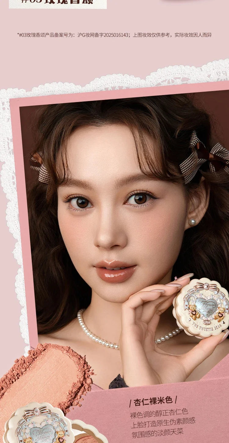 FLOWER KNOWS THE SWEETIE BEAR Blushes Silk Satin Blush Powder For Cheeks Contour Face For A Natural Matte Finish Vegan Makeup
