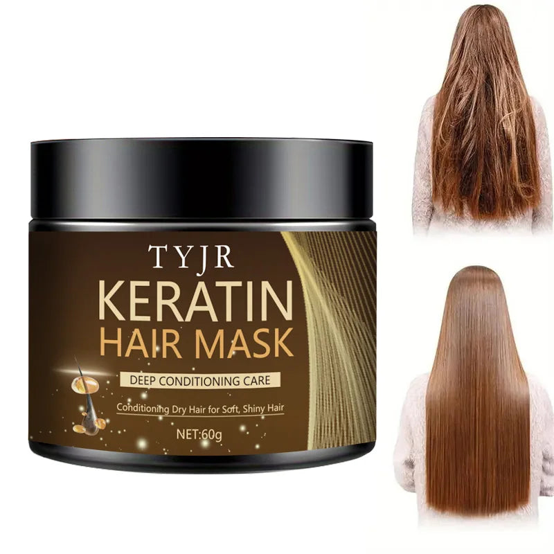Keratine Magical Hair Mask Protein Straighten Repair Dry Frizzy Damaged Cream Pro Soft Smooth Shiny Deep Moisturizing Care 60g