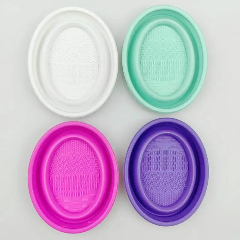 Soft Silicone Makeup Brush Cleaner Folding Powder Puff Cleaning Bowl Eyeshadow Brushes Wash Clean Mat Beauty Tools Scrubber Box