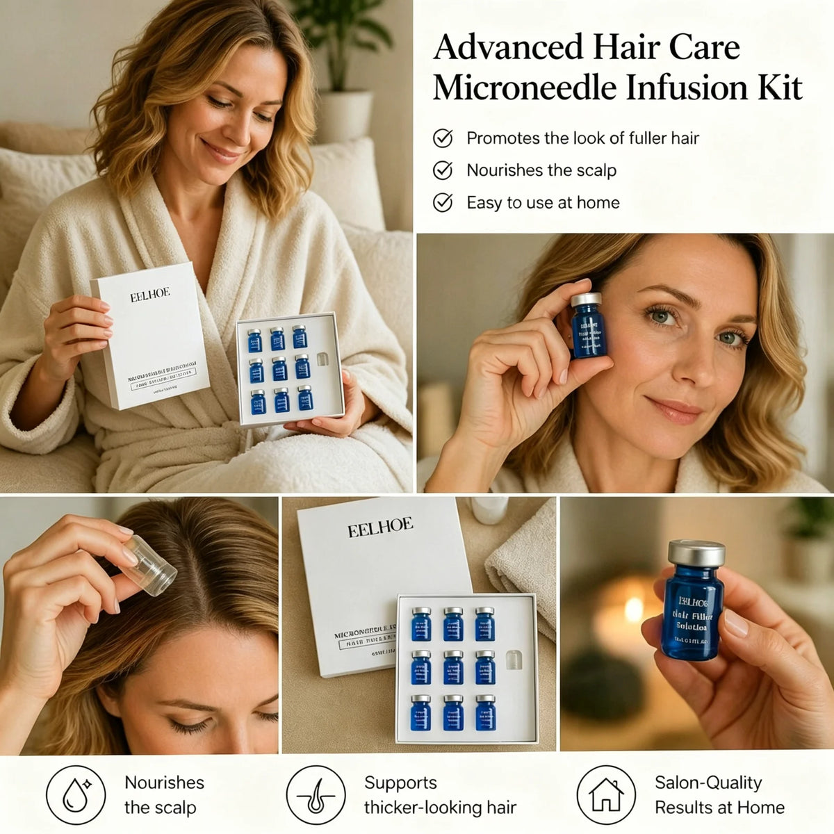 Microcrystal Hair Regrowth Kit Scalp Nourishing Serum for Fuller, Thicker & Healthier Looking Hair