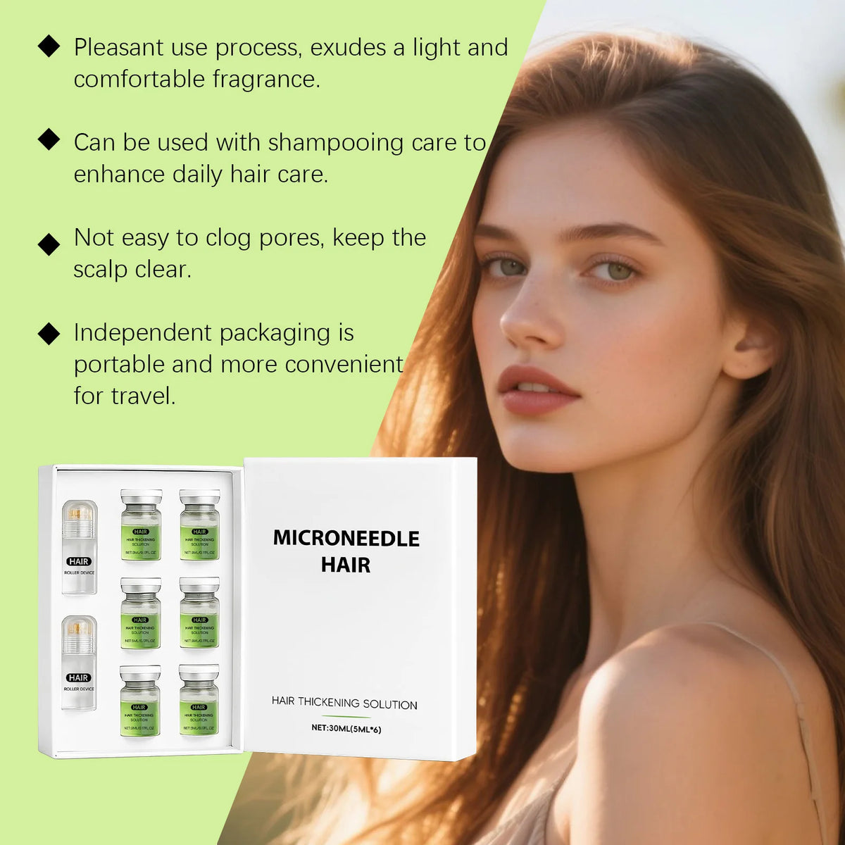 Nourishing Scalp Hair Serum Microneedle Roller Kit Reduce Hair Loss Strengthen Hair Roots Daily Care.