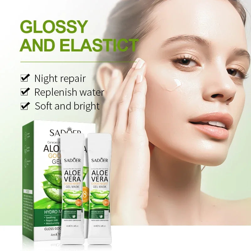 20Pcs Sadoer Aloe Vera Sleeping Facial Masks Moisturizing Anti-Wrinkles Hydrating Anti-Aging No Wash Face Mask Facial Skin Care