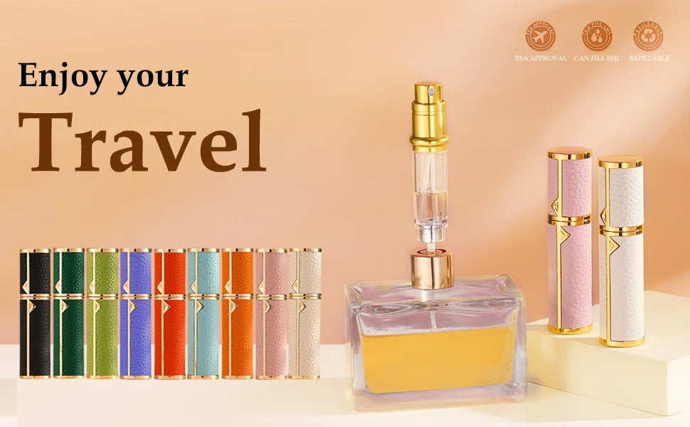 5ml PU Leather Mini Perfume Atomizer Bottle Sprayer Suitable for Boarding Tight Sealing Travel Customized Refillable Bottles