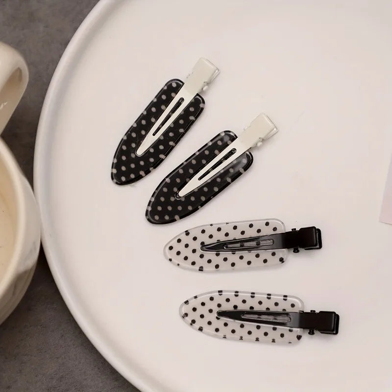 Black White Polka Dot Acrylic Hair Clips Minimalist Secure Hold Suitable for Daily Wear Party Outfits Hair Styling Accessories