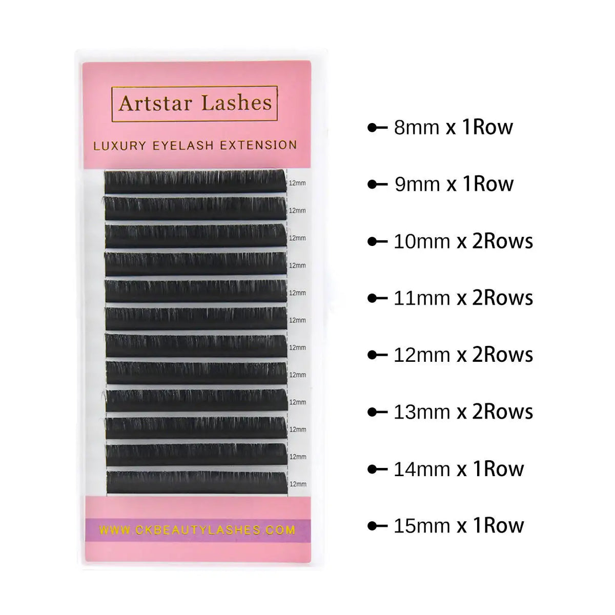 ARTSTAR 12 Rows/Tray False Eyelashes J B Curl 6-20mm Eyelash Extensions Matte Black Lashes Makeup Tool
