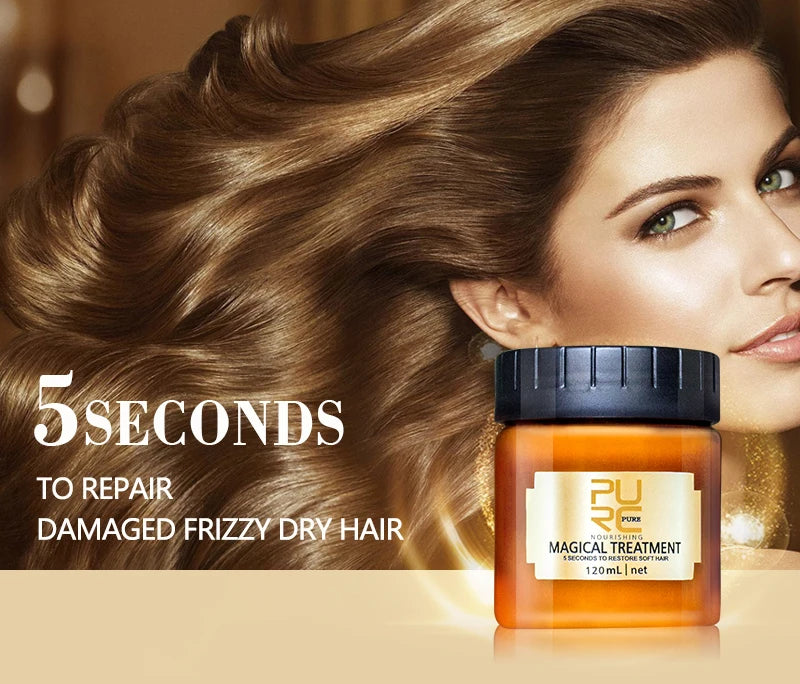 PURC 5s Magical Hair Mask Keratin Treatment Quick Smoothing Perm,Frizz Dry Damage Repairing Cream Restore Soft Masks Hair Care