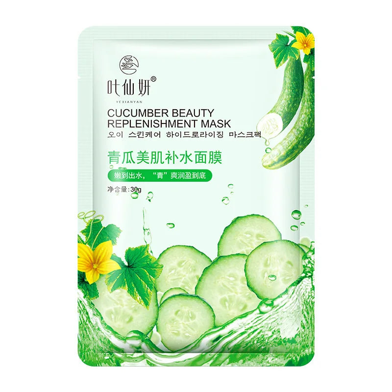12 Pieces Blueberry Facial Masks Aloe Cucumber Peach Fresh Fruit Moisturizing Face Mask Sheets for Beauty Facial Skin Care