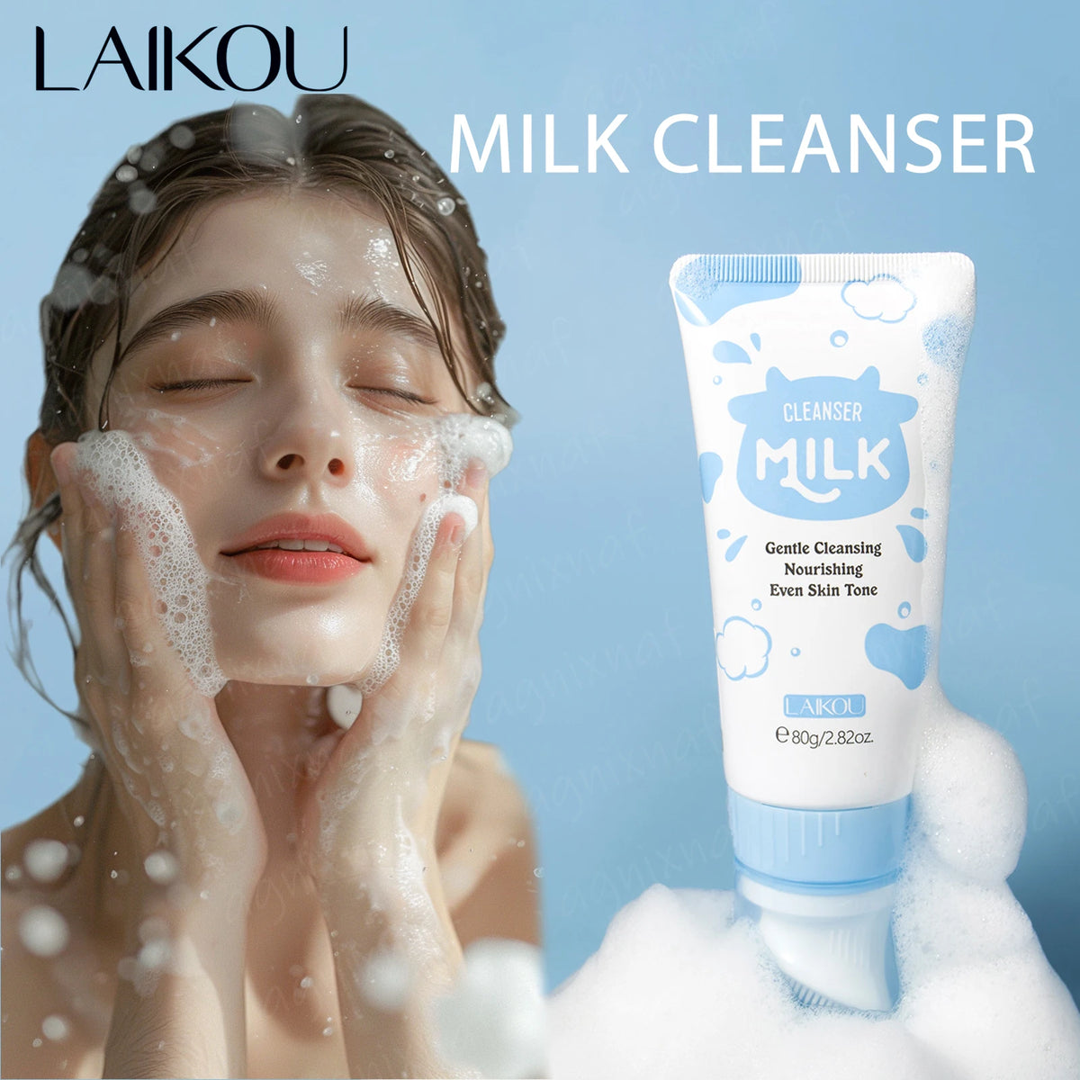 Korean Milk Facial Cleanser 80g – Deep Moisture, Oil Control & Glowing Skin | Hyaluronic Acid, PH-Balanced for Dry/Oily Skin