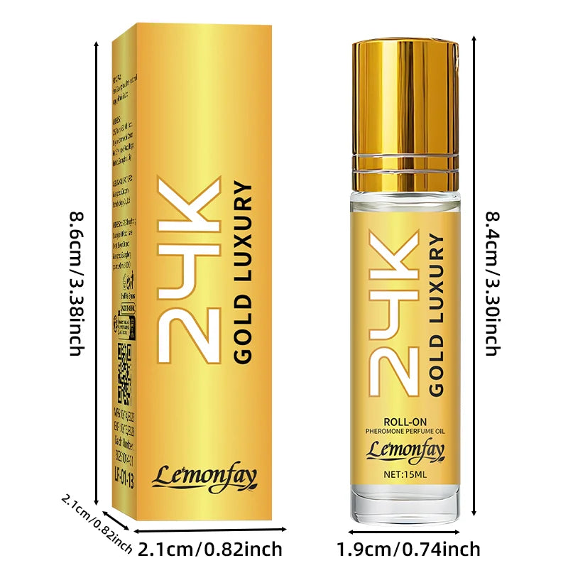 Lemonfay 24K Gold Luxury Pheromone Perfume Oil - 15ml Roll-On, Long-Lasting Portable Fragrance for Men & Women