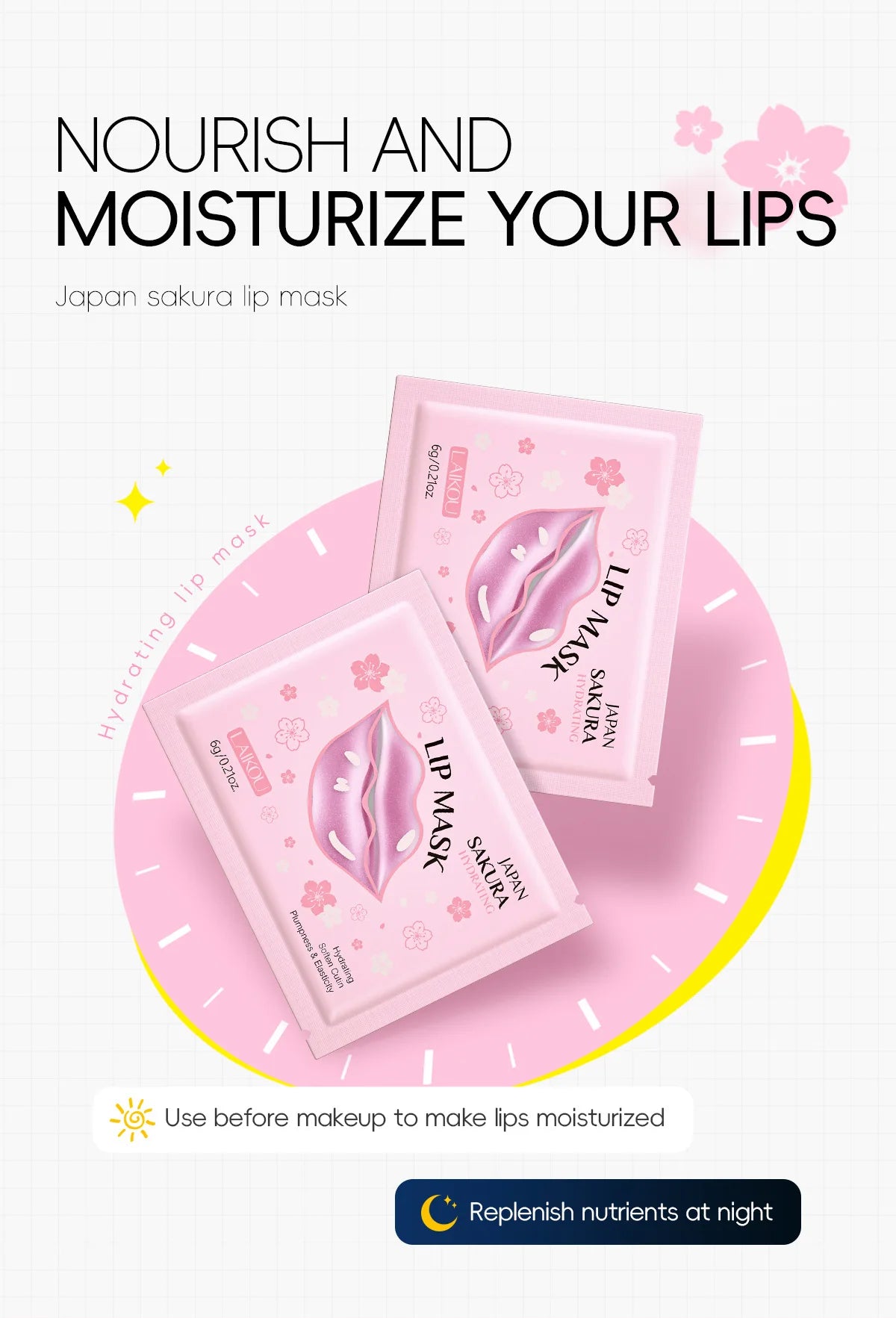 Japan Sakura Collagen Lip Mask Hydrating Plumping Treatment For Dry Lips Repair Gel Pads Night Care Essential