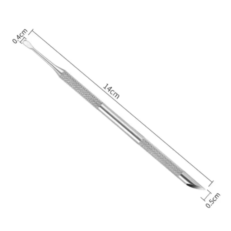 Double-ended Stainless Steel Remover Manicure Sticks Tool Bevelled Nail Grinding File Circle Beveled Head Cuticle Pusher