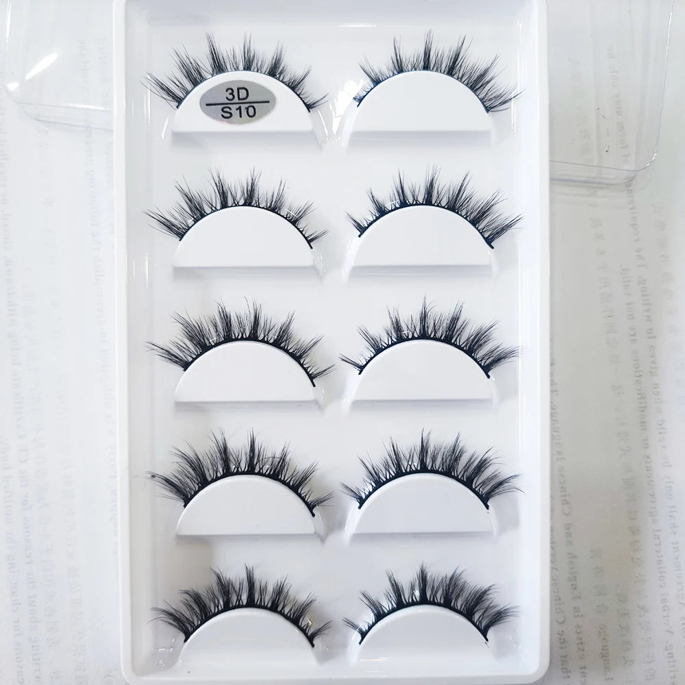 New 5 Pairs Natural 3D False Eyelashes Makeup Mink Eyelash Fake Eye Lashes Faux Cils Make Up Beauty Maquillaje Tools H13 Cat
