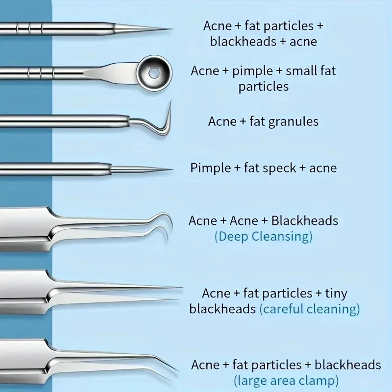 Stainless Steel Blackhead Remover Kit 3 5 8-Piece Professional Pimple Popper Set For Acne Blemish Extraction