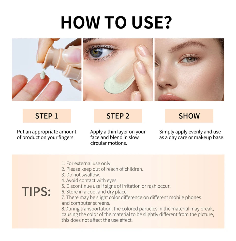Color Changing Foundation 4 In 1 Moisturizer Longwearing Waterproof Concealer Even Skin Toning Sunscreen Spf 30 Whitening Makeup