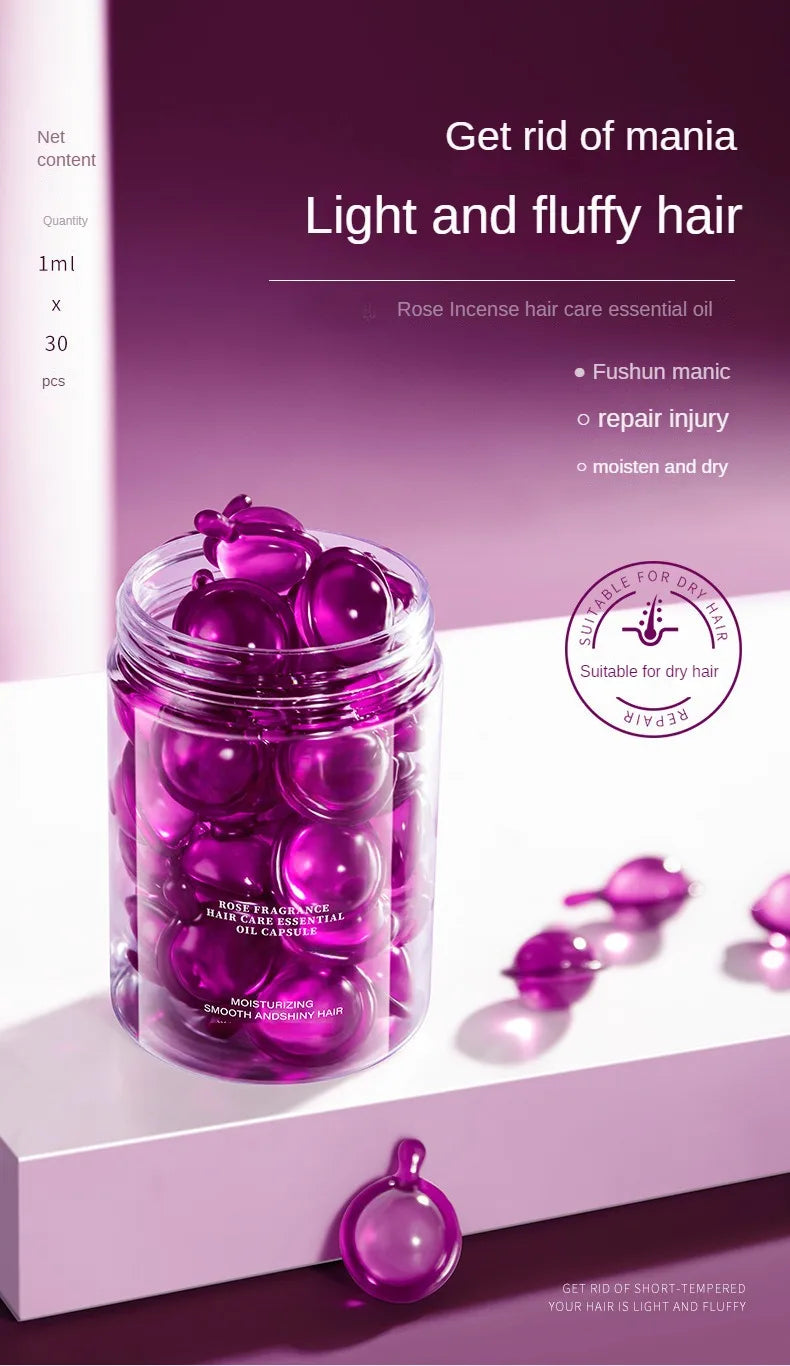 Hair Styling Serum for Frizzy & Dry Hair Rose Essence Oil Capsules  Leave-in Anti Frizz Conditioner Repairs Dry, Damaged Hair