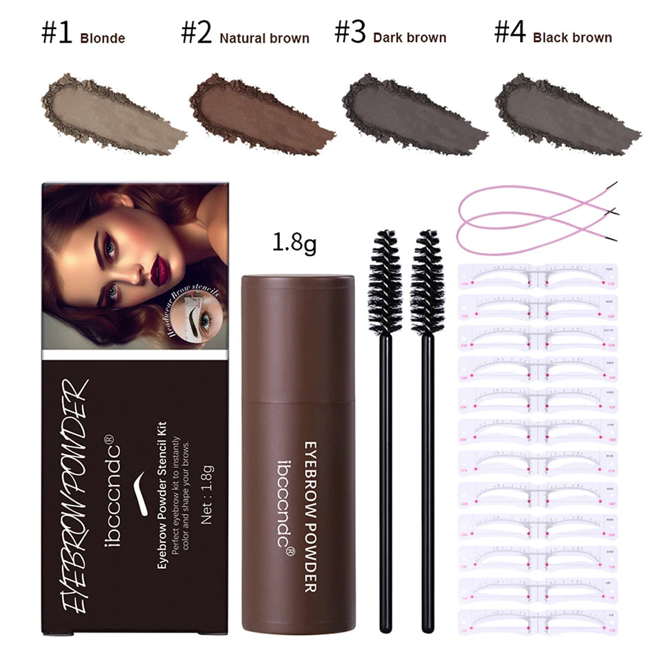 Complete Professional Makeup Brushes Eyebrow Powder Stencil Kit Waterproof Long Lasting Eyebrow Enhancers Brow Powder Stamp 1.8g