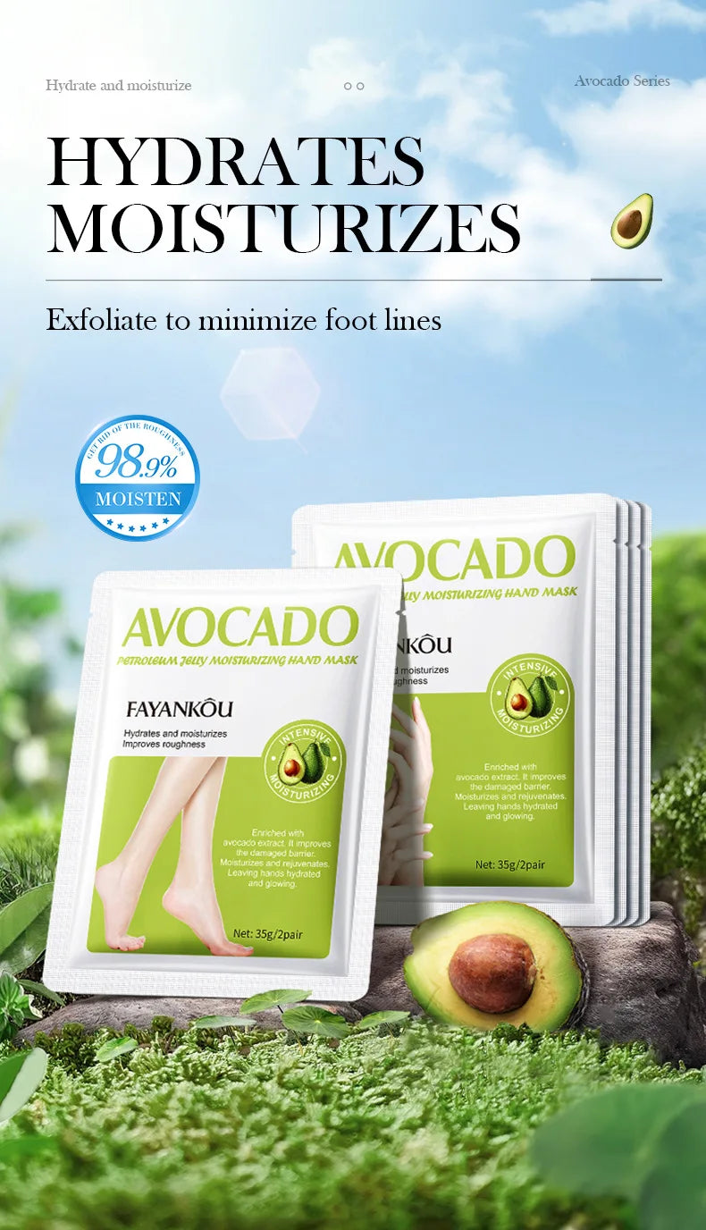 5 Pairs Avocado Exfoliating Foot Mask Feet Pedicure Remove Dead Skin Moisturizing Foot Exfoliator Feet Masks Skin Care Products