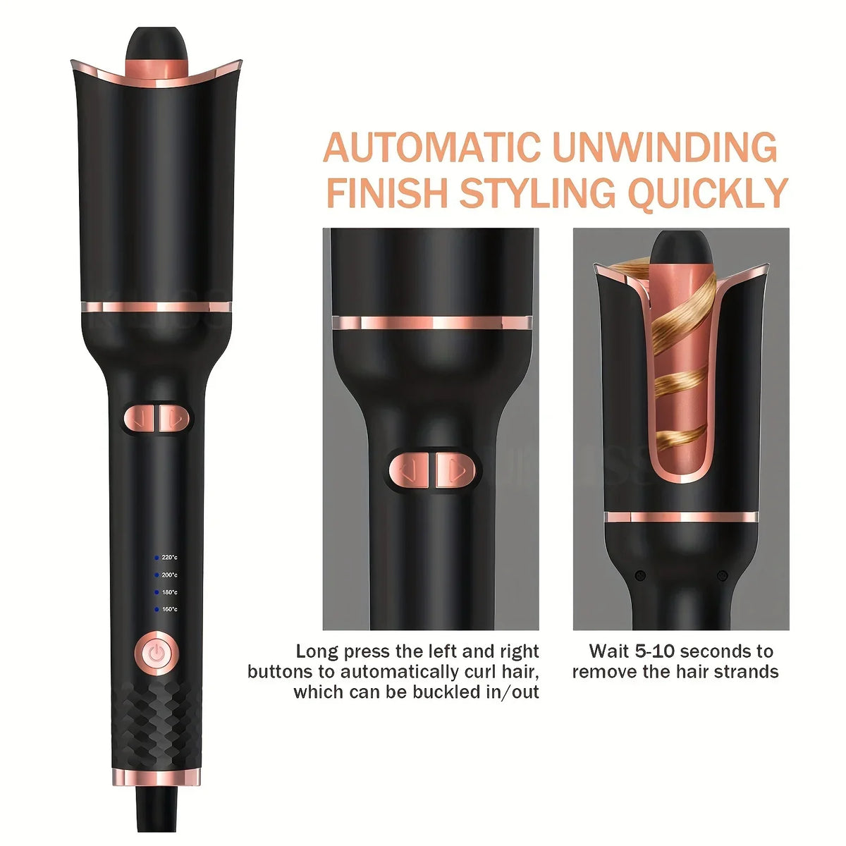 TINSOL Professional curling irons Ceramic auto-rotating air curling irons Air spinning rod styler Curling irons Styling tools