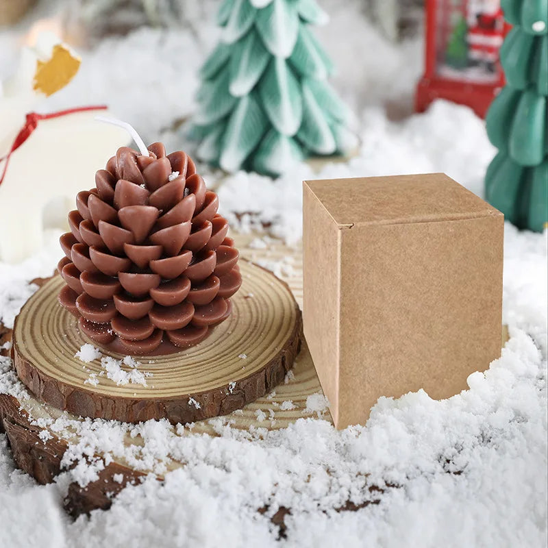 1PC Christmas Pine Cone Fragrance Candle Handmade Creative Soybean Wax Pine Cone Ornament Pendant Ins Wind Decoration