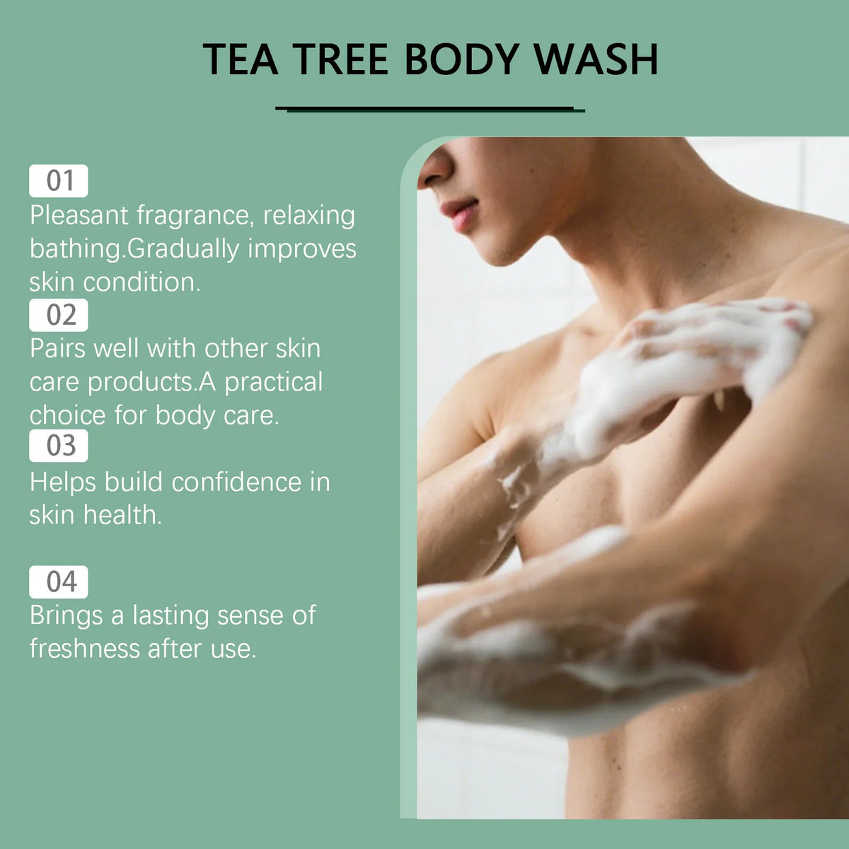 Oceaura Shower Gel Tea Tree Refreshing Moist Shower Gel Deep Cleansing Soothing Moisturizing Relief For All Skin Types 100ml
