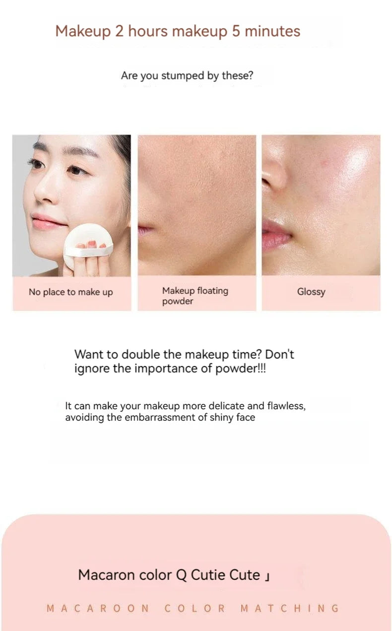 Setting Powder Oil Control Makeup Setting Brightening Skin Tone Setting Powder With Mirror Compact Portable Makeup Powder
