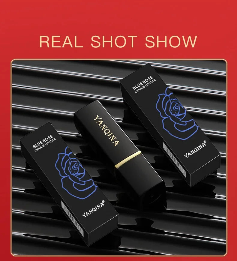 YANQINA Blue Temperature Color Changing Lipstick Waterproof Long-Lasting Non-Fading Non-Transfer Moisturizing Lip Stain Tinted